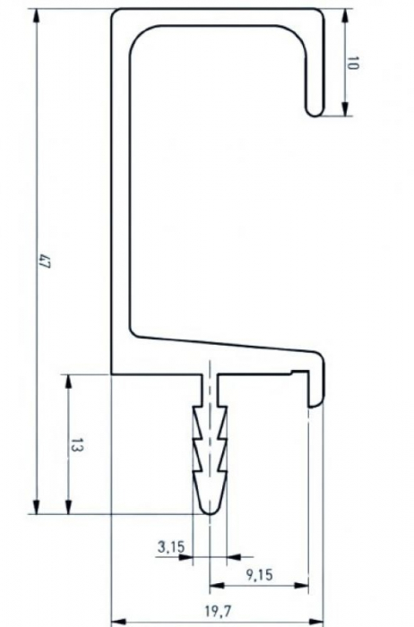 Maner profil C 3.5 m, aluminiu [5]