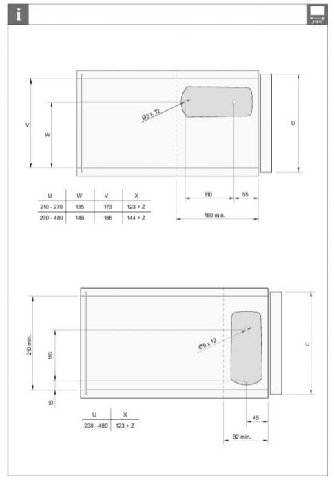 Mecanism cu cablu pentru coborare front, 140N, cu reglarea unghiului de deschidere, alb mat [5]