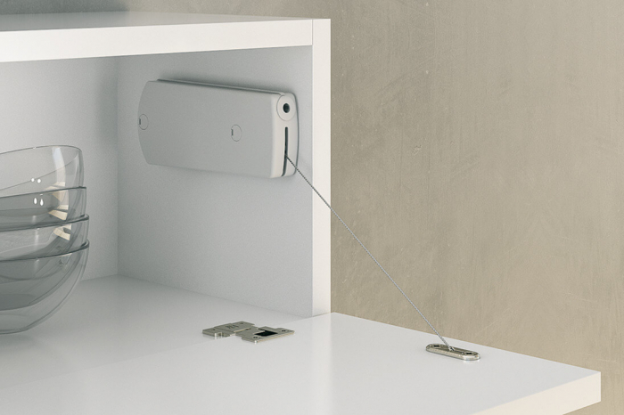 Mecanism cu cablu pentru coborare front, 140N, cu reglarea unghiului de deschidere, alb mat [2]