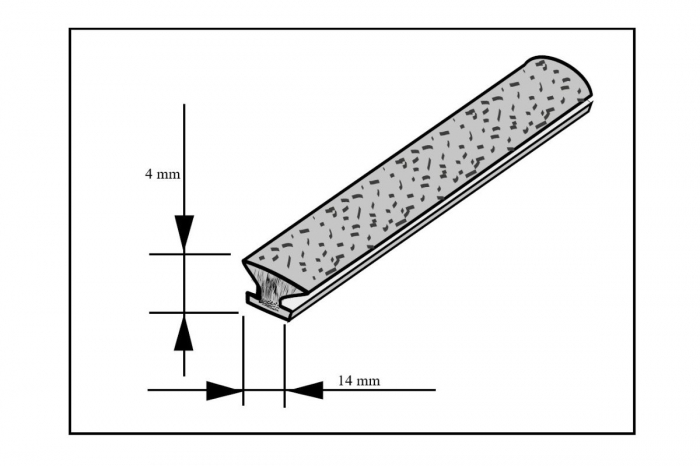 Perie praf 14 x 4 mm, neagra - 1 m [2]