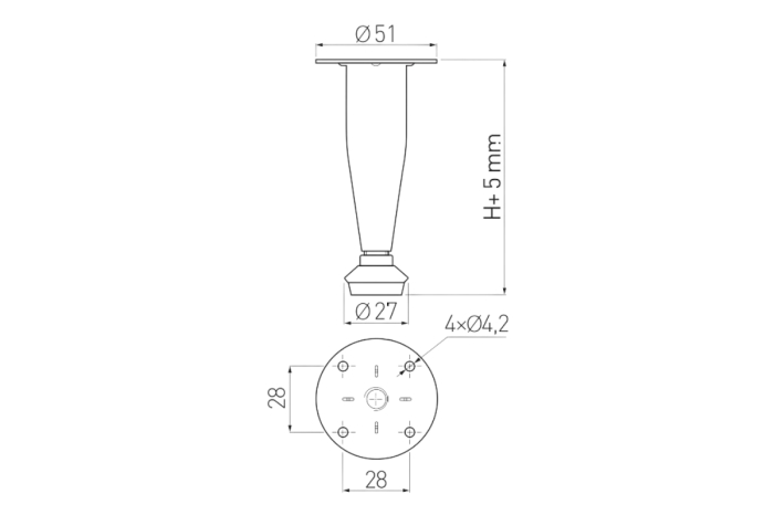 Picior mobila ajustabil BD-03 H100 mm, satin [2]