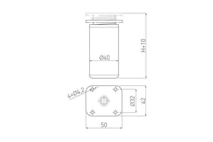 Picior mobila DAK-27 H80 mm, 40x40 mm, negru mat [3]