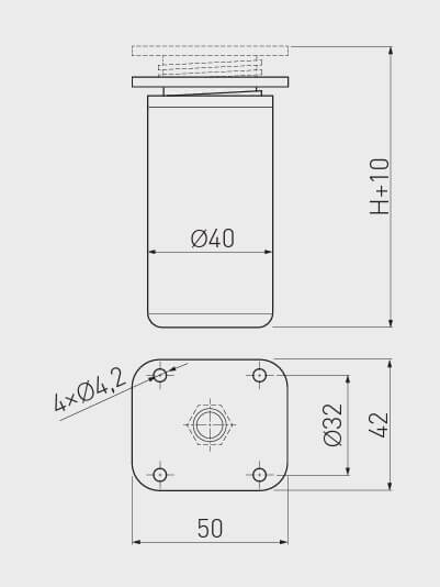 Picior mobila DAKP-27 H100 mm, 40x40 mm, aluminiu [2]