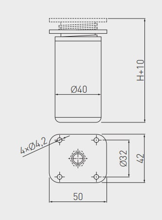 Picior mobila DAKP-27 H100 mm, 40x40 mm, aluminiu [2]