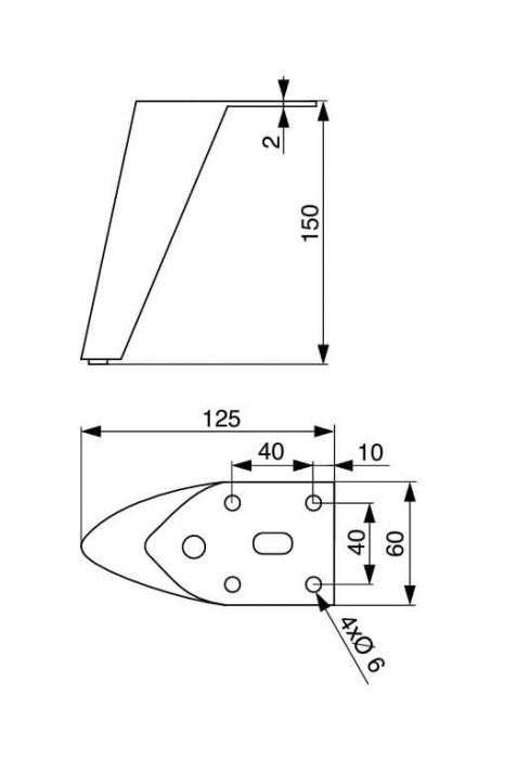 Picior mobila GS49 H150 mm, negru mat [2]