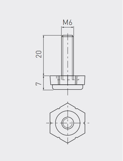 Picior mobila M6 reglabil, hexagonal, H27 mm [3]