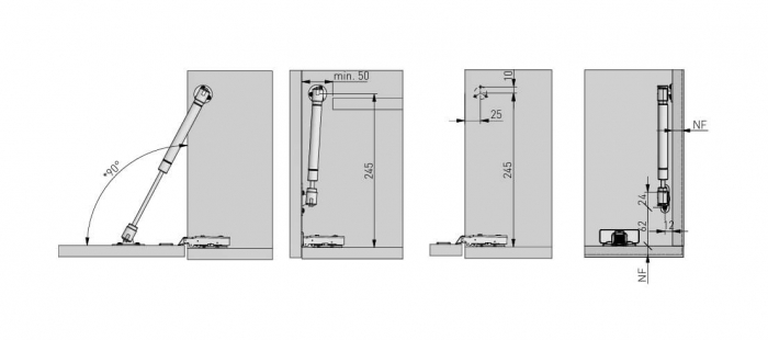 Piston (telescop) gaz coborare usi mobilier, gri [3]