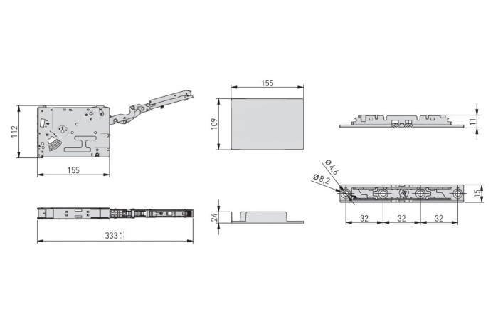 Piston HORIZON Push 2 Open, putere 500 - 1350, greutate front 2 - 5 kg, inaltime front 250 - 450 mm, antracit [4]
