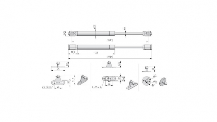 Piston (telescop) gaz ridicare usi mobilier, gri. [4]
