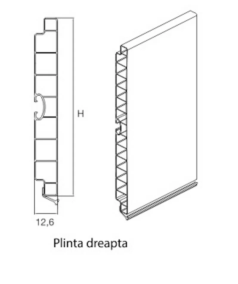 Plinta dreapta PVC H 150 mm, 4 m, aluminiu [3]