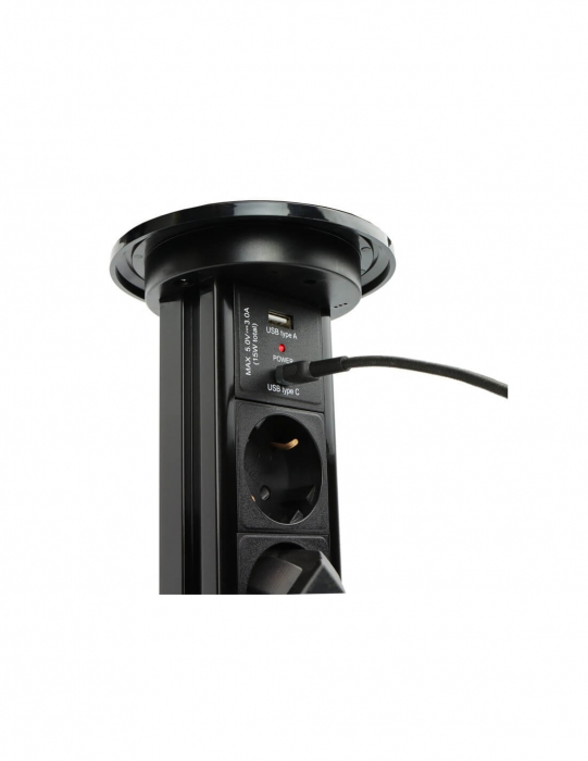 Priza Automatic Lift Box, 3xShuko, USB A + C, cablu 2 m, negru [3]