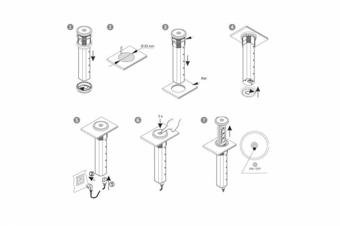 Priza Automatic Lift Box, 3xShuko, USB A + C, cablu 2 m, negru [7]