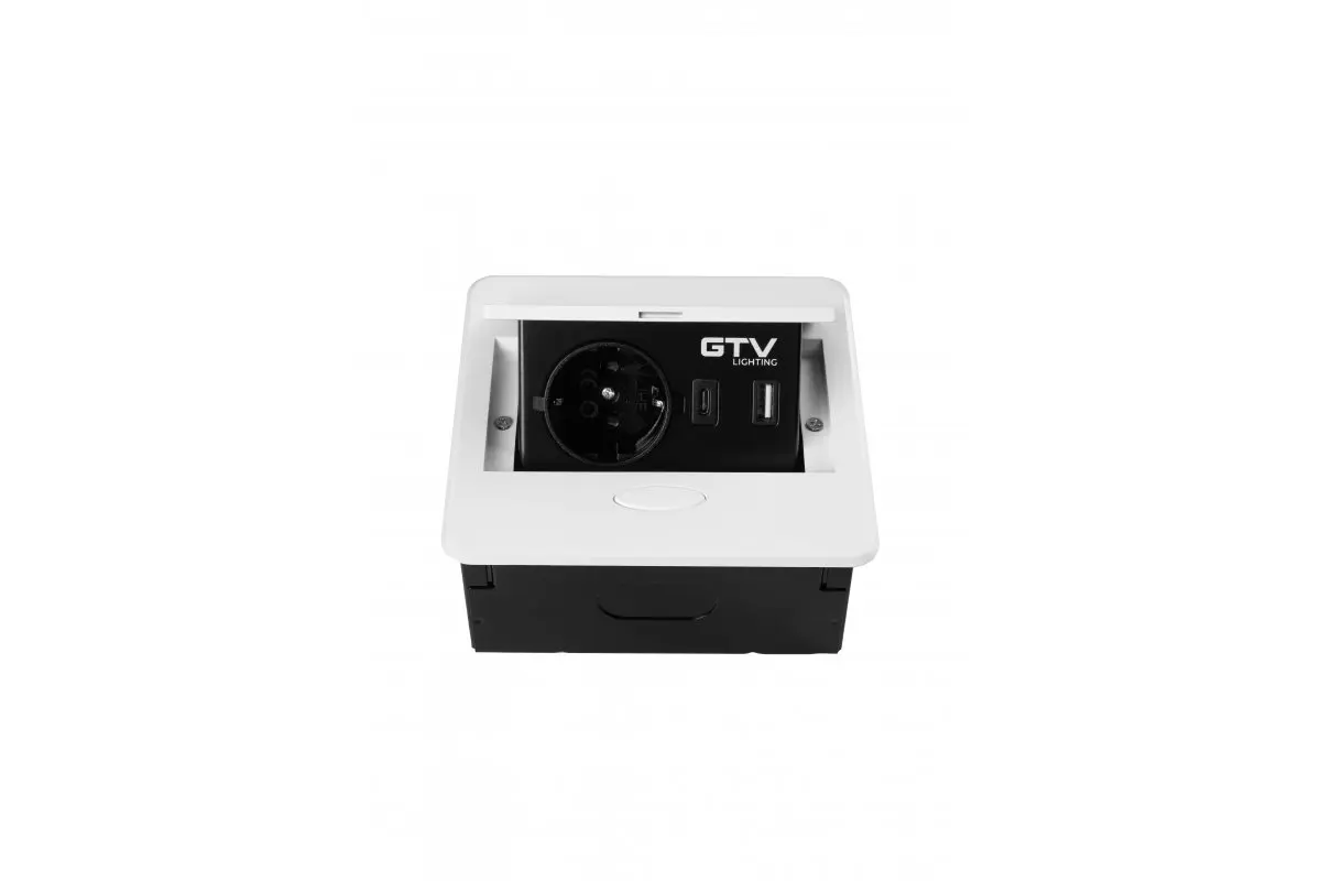 Priza incorporabila AVARO Schuko, USB A + C, cablu 1.5 m, alb [2]