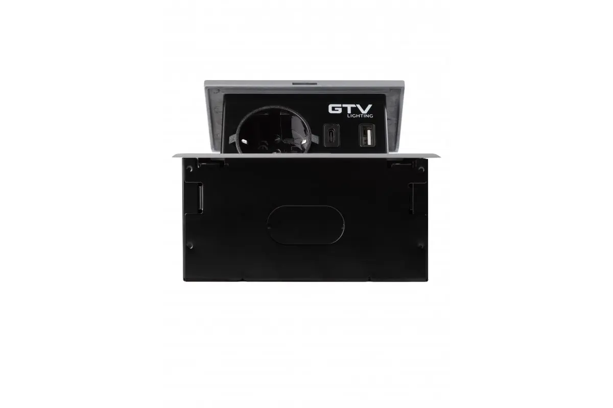 Priza incorporabila AVARO Schuko, USB A + C, cablu 1.5 m, gri [3]