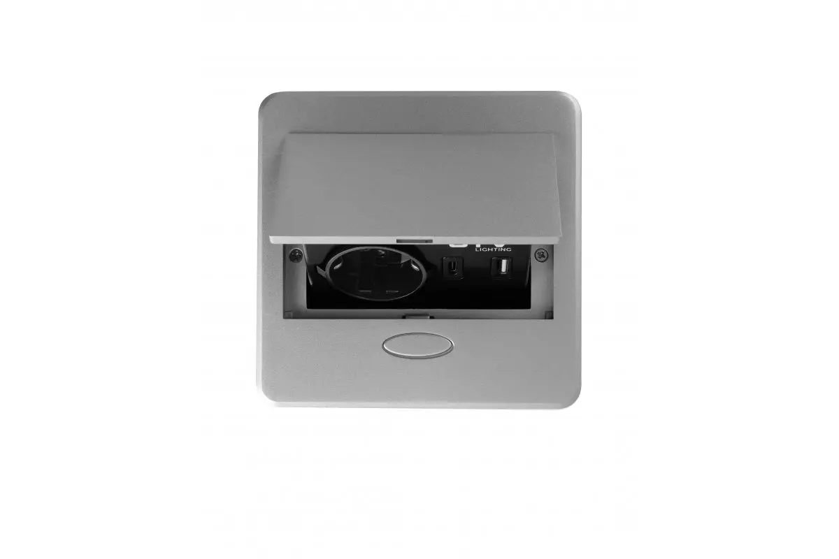 Priza incorporabila AVARO Schuko, USB A + C, cablu 1.5 m, gri [4]