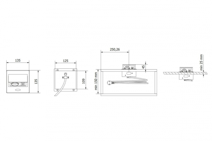 Priza incorporabila AVARO Schuko, USB A + C, cablu 1.5 m, gri [8]