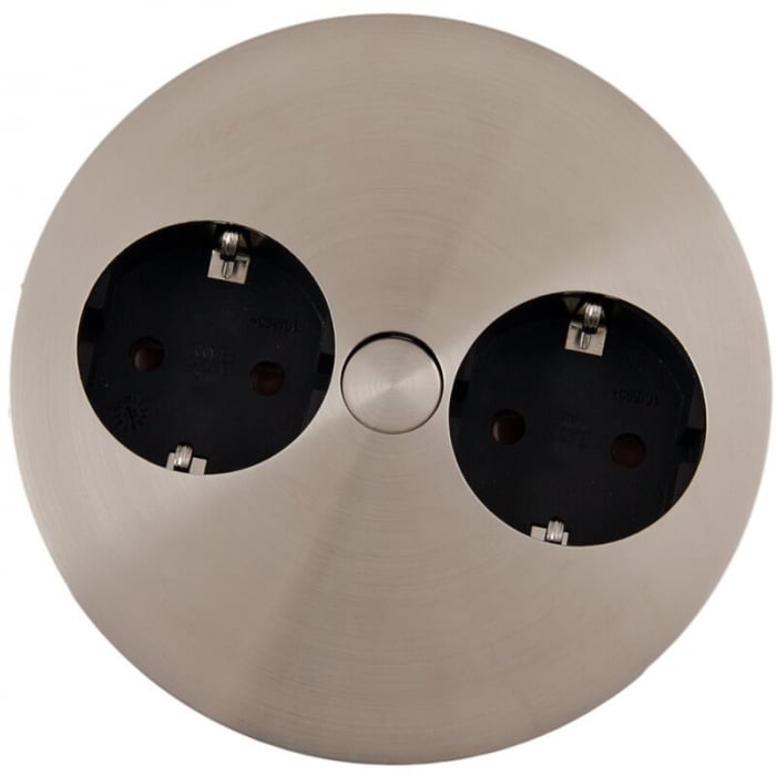 Priza incorporabila in blat TWIST 2S, 2xSchuko, cablu 2 m inclus, inox [2]