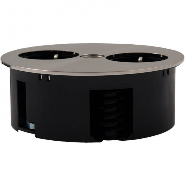 Priza incorporabila in blat TWIST 2S, 2xSchuko, cablu 2 m inclus, inox [3]