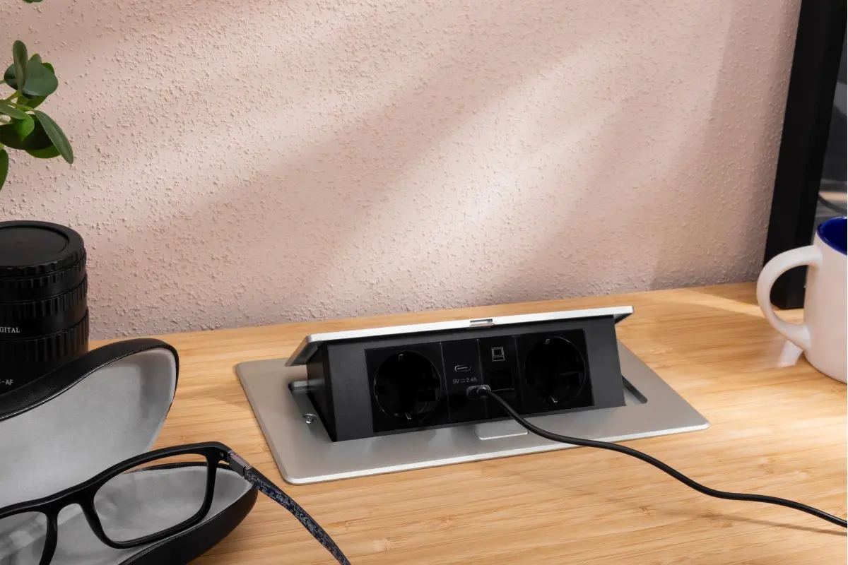 Priza incorporabila MULTISOFT 2 x Schuko, USB A + C, RJ45, cablu 1.5 m, gri [12]