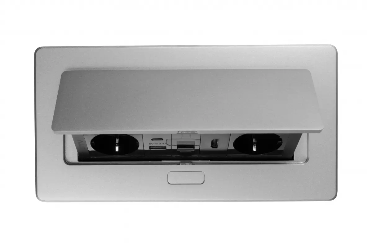 Priza incorporabila MULTISOFT 2 x Schuko, USB A + C, RJ45, HDMI, cablu 1.5 m, gri [6]