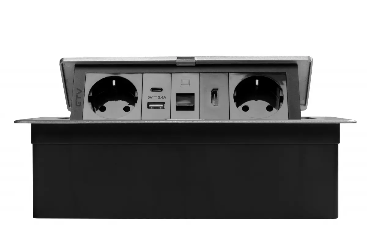 Priza incorporabila MULTISOFT 2 x Schuko, USB A + C, RJ45, HDMI, cablu 1.5 m, gri [5]