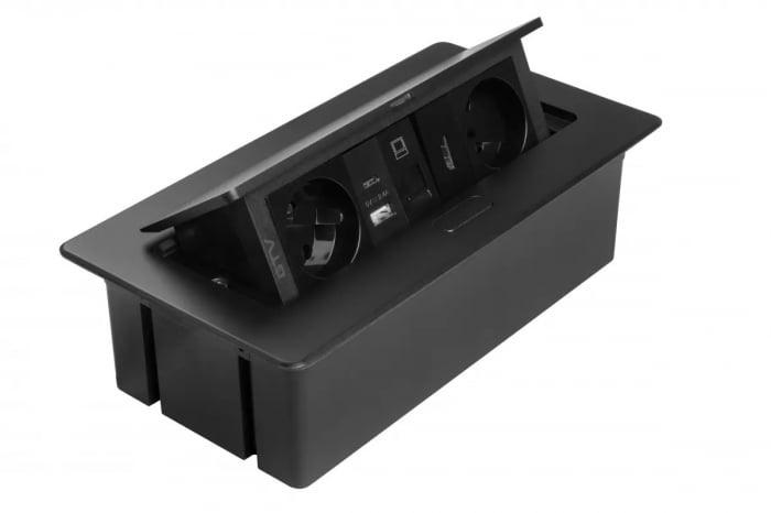 Priza incorporabila MULTISOFT 2 x Schuko, USB A + C, RJ45, HDMI, cablu 1.5 m, negru [2]