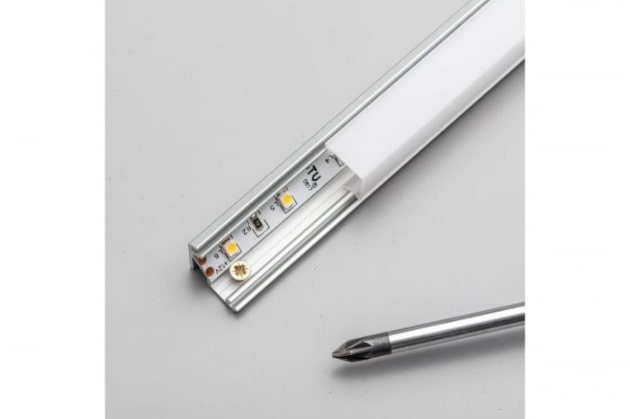 Profil aluminiu aplicat banda led GLAX pentru colt, 3 ml, gri [3]
