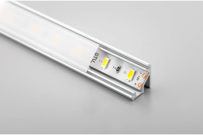 Profil aluminiu aplicat banda led GLAX pentru colt, 3 ml, gri [2]