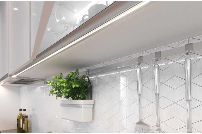 Profil aluminiu banda led GLAX pentru margine, 3 ml, pal 18 mm, gri [3]