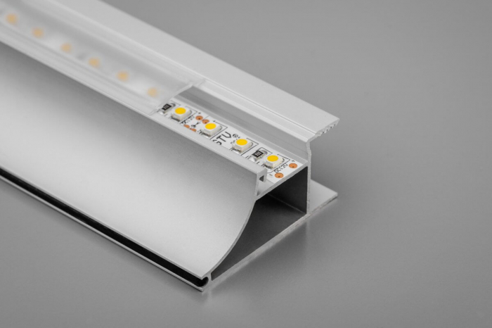 Profil aluminiu banda led GLAX pentru margine, 3 ml, pal 18 mm, gri [2]