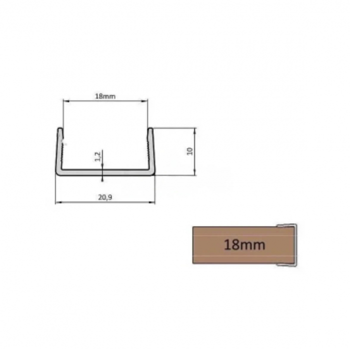 Profil aluminiu C 18 mm, 3 ml, alb [2]