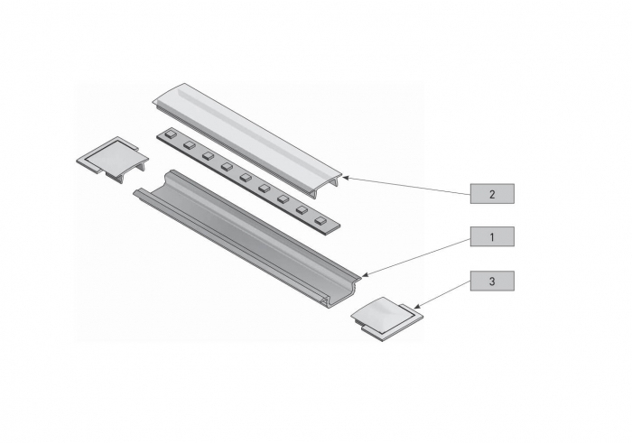Profil aluminiu incastrat banda led GLAX, 2 ml, negru mat [2]