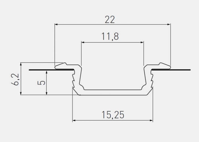 Profil aluminiu incastrat banda led GLAX, 3 ml, gri [4]