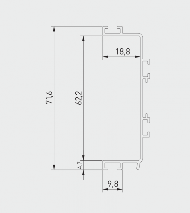 Profil maner C VELLO, LED, 3 ml, gri [6]