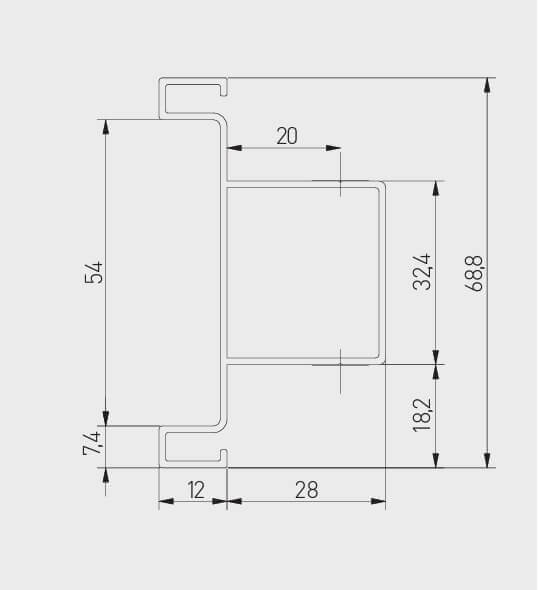 Profil aluminiu VELLO TD, sistem fara manere, 3 ml, gri [4]
