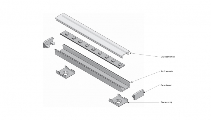 Profil aplicat banda led MINI Low, 2 m, negru mat [3]