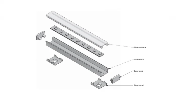 Profil aplicat banda LED MINI Low 3 m, negru mat [2]