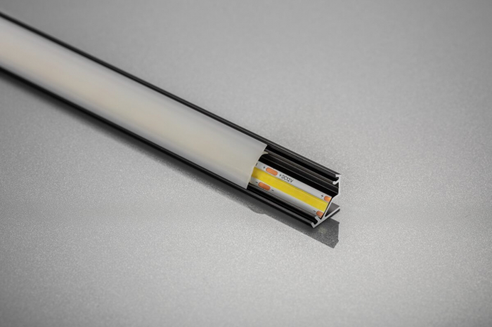 Profil aplicat banda led GLAX pentru colt, 2 ml, negru mat [2]