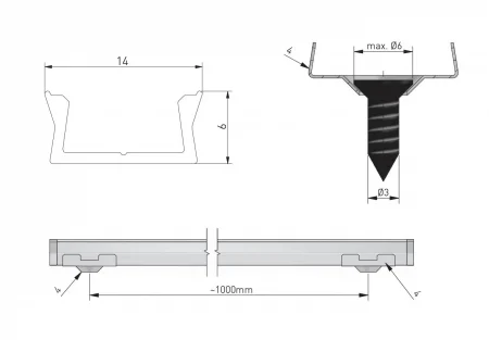 Profil banda led aplicat GLAX MINI Low, 2 ml, aluminiu [4]
