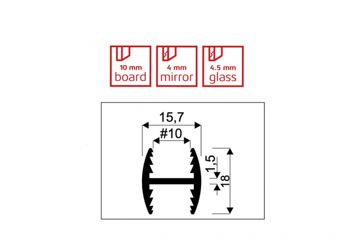 Profil H 10 mm, 3 m, negru mat [2]