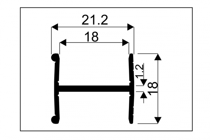 Profil H 18 mm dressing, 3 m, gri [2]