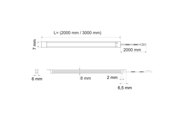 Profil LED incastrat LINEA, 24V, banda LED FREE CUT inclusa, 8W/m, 4000K, 3 m, grafit [7]