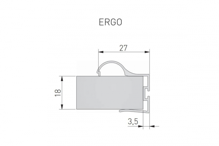 Profil maner aluminiu ERGO usa culisanta, 2.7 ml, pal 18 mm, negru mat [2]