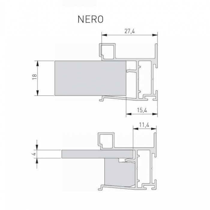 Profil maner aluminiu NERO usa culisanta, 2.7 ml, 18/4 mm, alb mat [2]