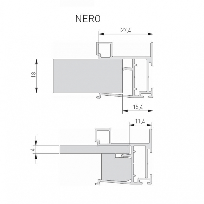 Profil maner aluminiu NERO usa culisanta, 2.7 ml, pal 18/4 mm, champagne [3]