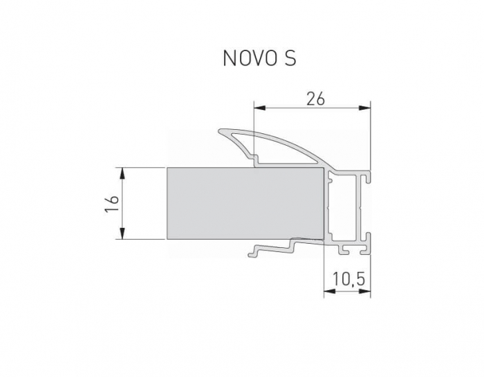 Profil maner aluminiu NOVO S usa culisanta, 2.7 ml, pal 16/18 mm, gri [3]
