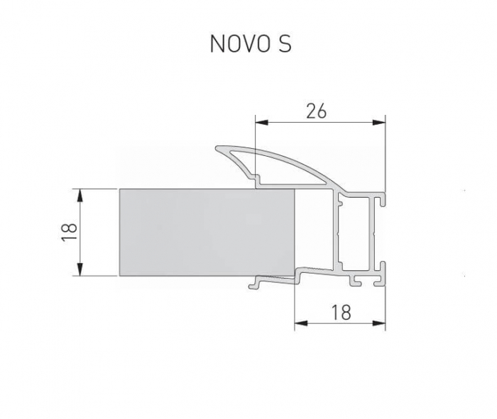 Profil maner aluminiu NOVO S usa culisanta, 2.7 ml, pal 16/18 mm, gri [4]