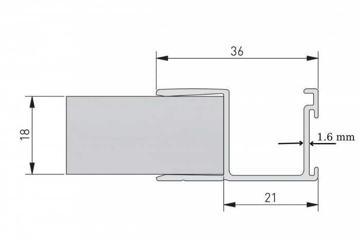 Profil maner Y STEP usa culisanta, pal 18 mm, 2.7 m, aluminiu [4]