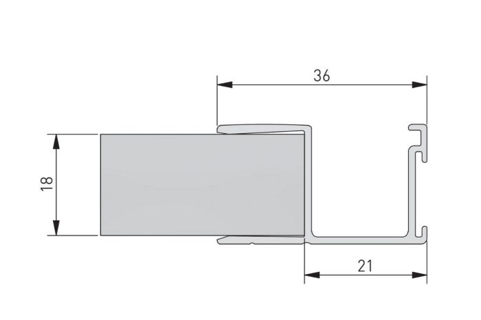 Profil maner Y STEP usa culisanta, pal 18 mm, 2.7 m, aluminiu [4]