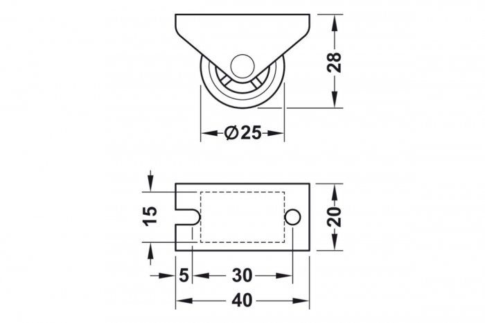 Rotila pivotanta D25 mm, gri [2]
